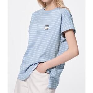 GU (Uniqlo) CHIIKAWA Hachiware Striped T-shirt in Blue